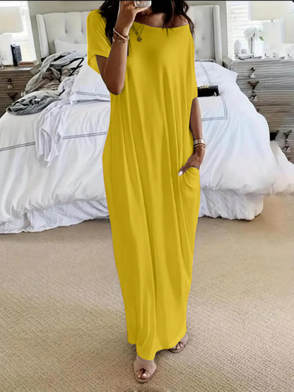 VESTIDO CASUAL ASIMÉTRICO EXTRAGRANDE CON HOMBROS DESCUBIERTOS