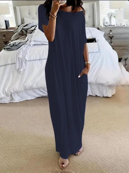 VESTIDO CASUAL ASIMÉTRICO EXTRAGRANDE CON HOMBROS DESCUBIERTOS
